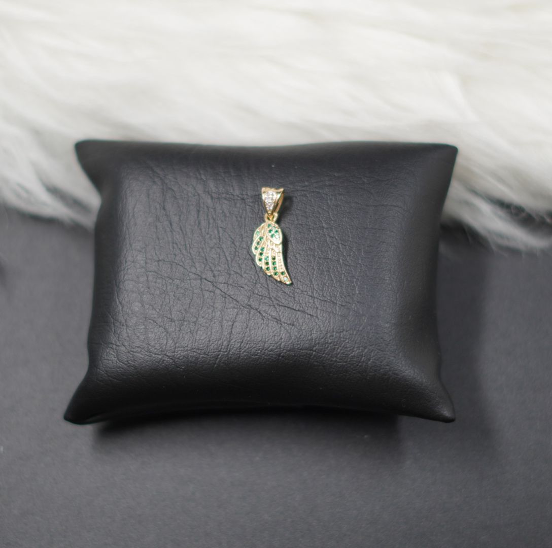 Miniatura 3 de DIJE ALAS DORADO PIEDRAS VERDES